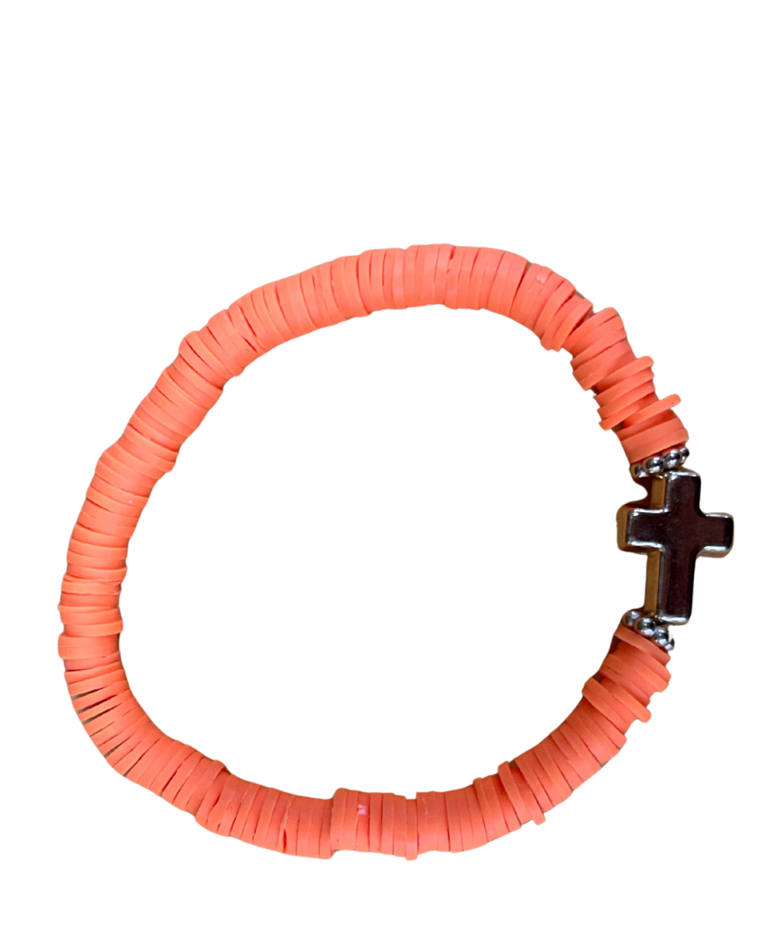 Cross heishi disc bracelet