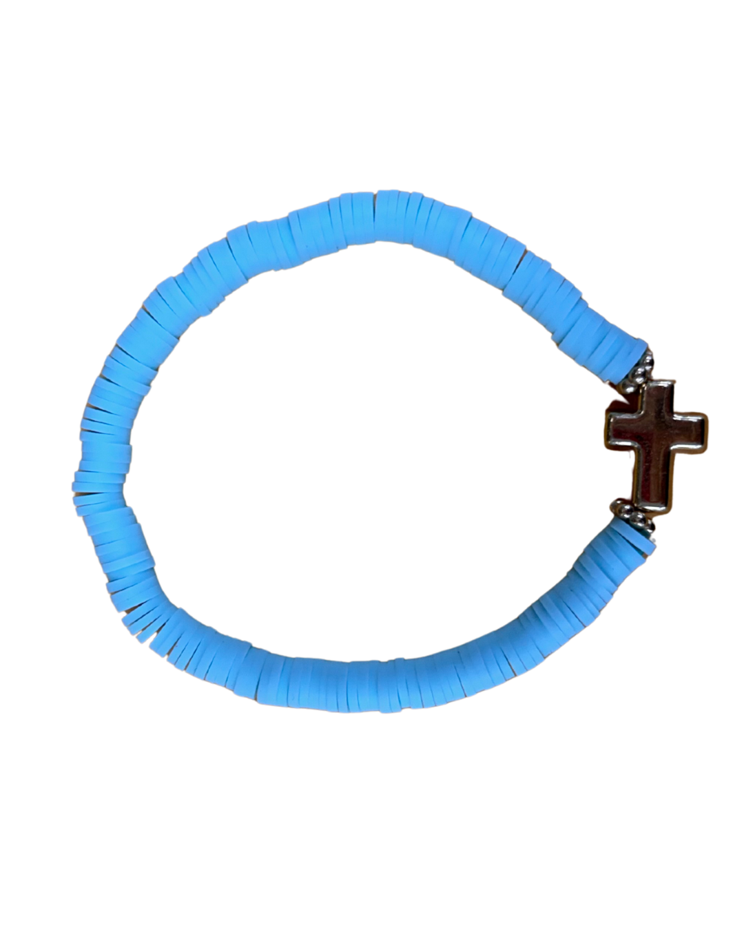 Cross heishi disc bracelet