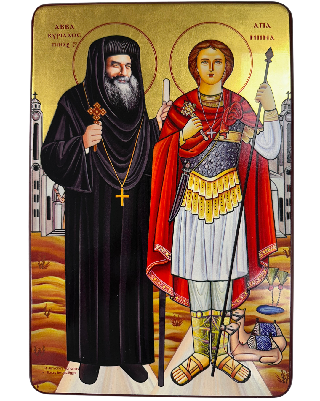 Coptic Icon of Saint Mina and Pope Kyrillos