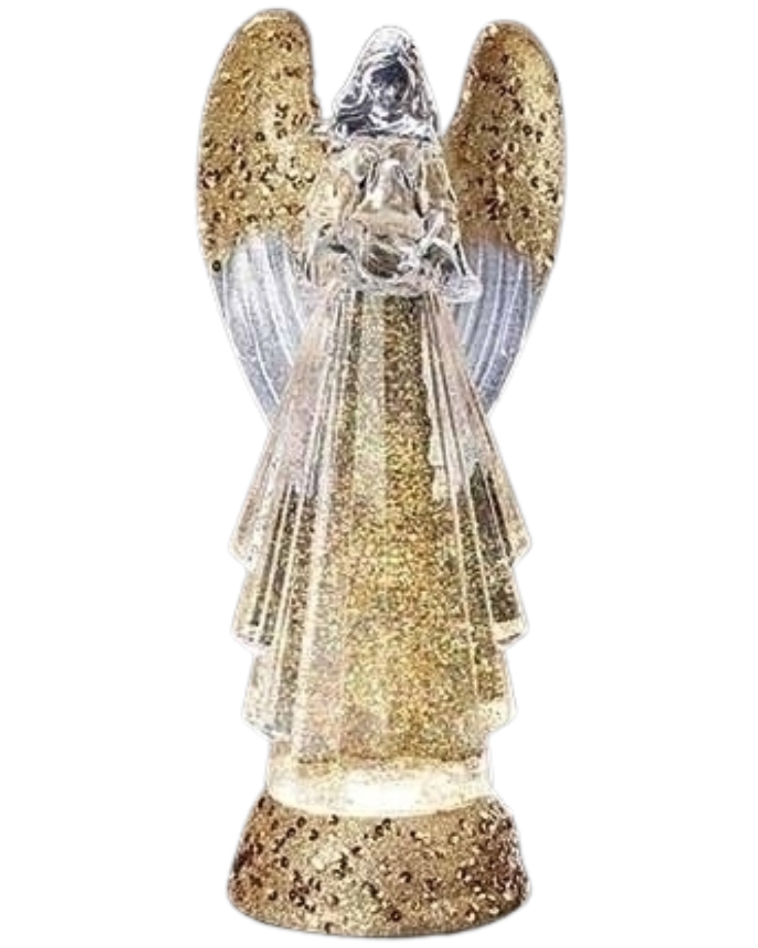 Lighted Swirl Angel Gold Glitter with bird