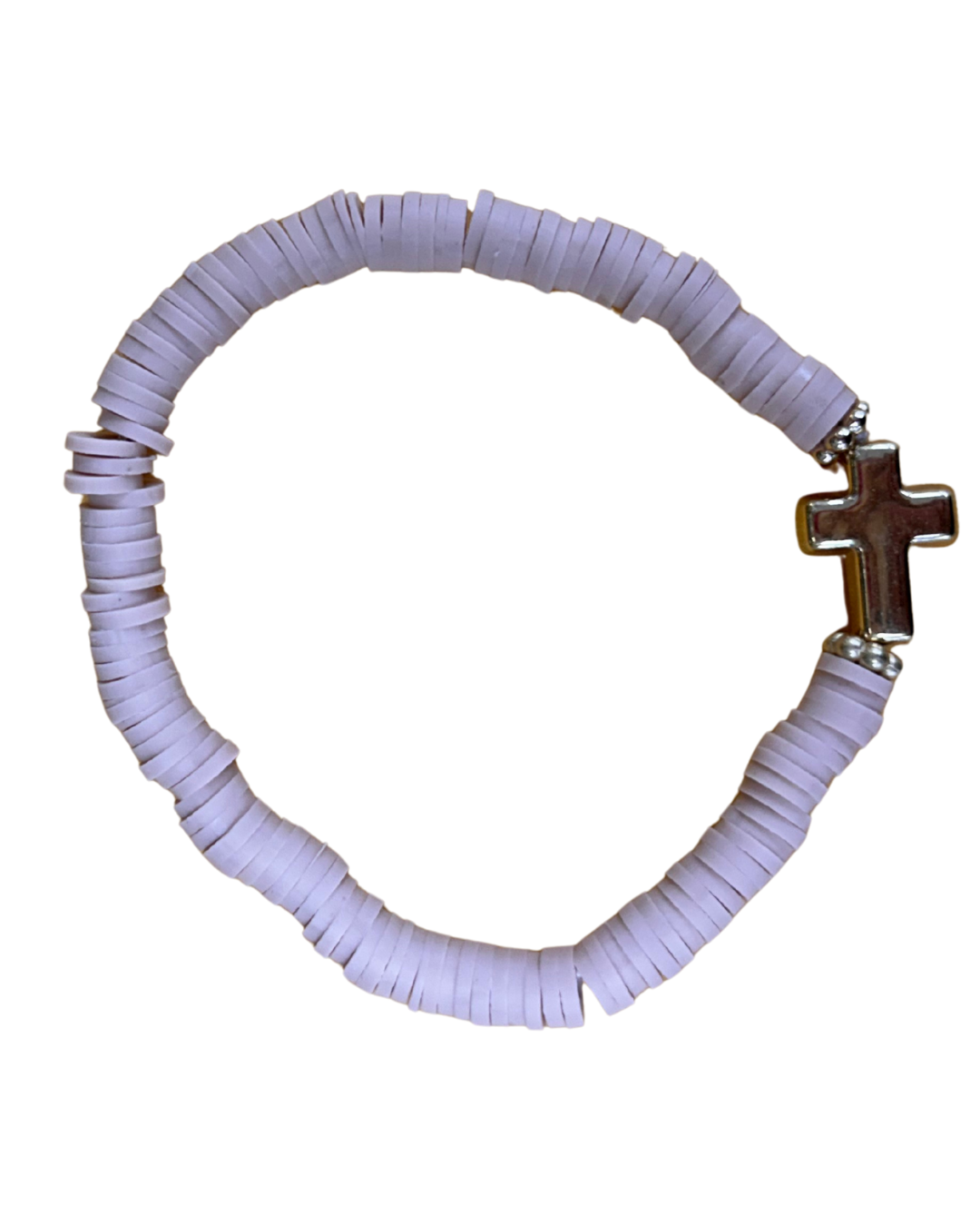 Cross heishi disc bracelet