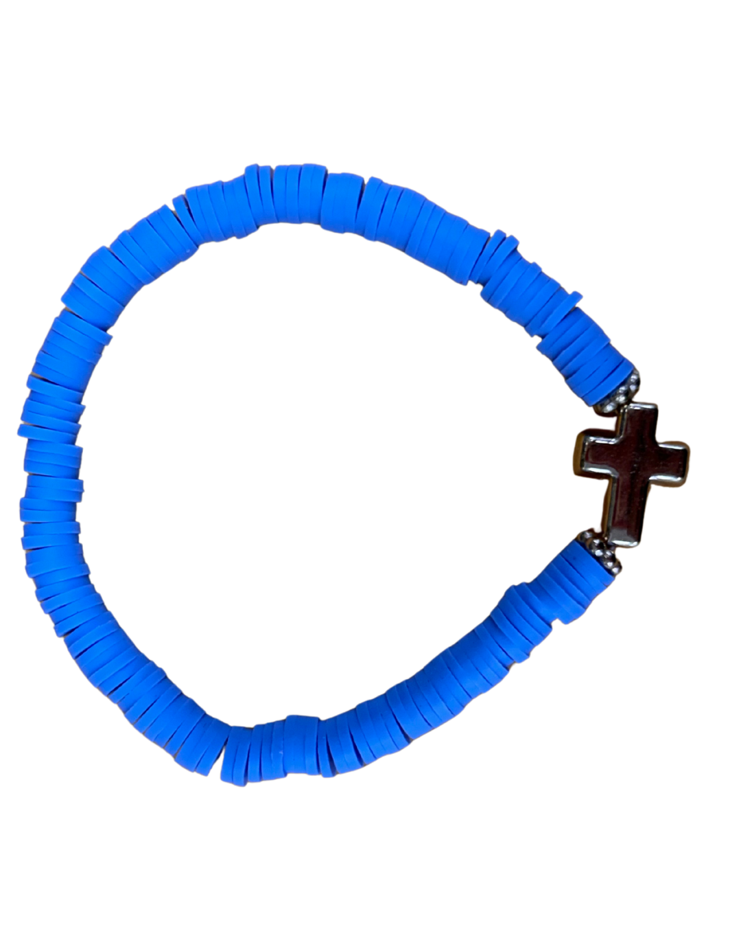 Cross heishi disc bracelet