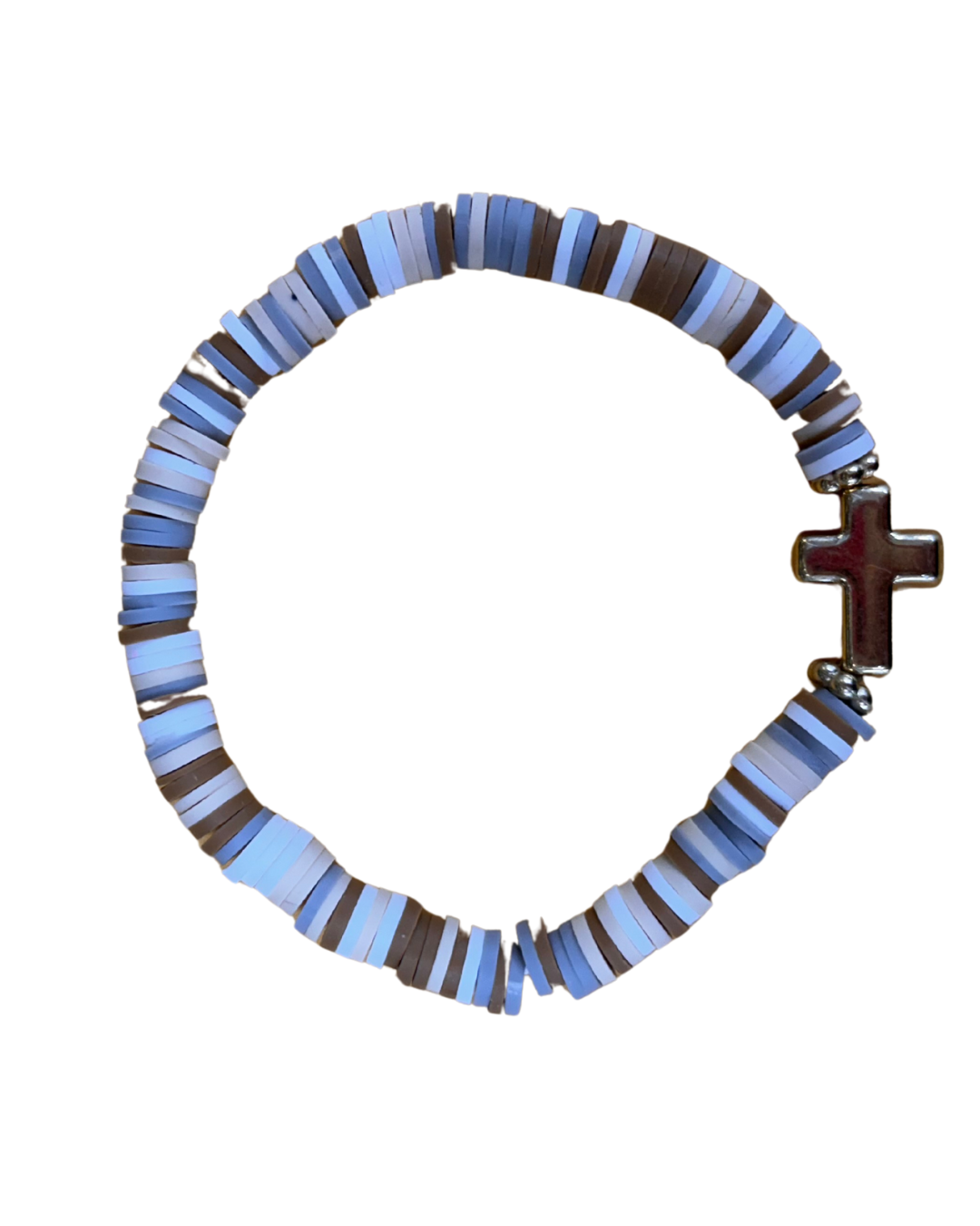Cross heishi disc bracelet