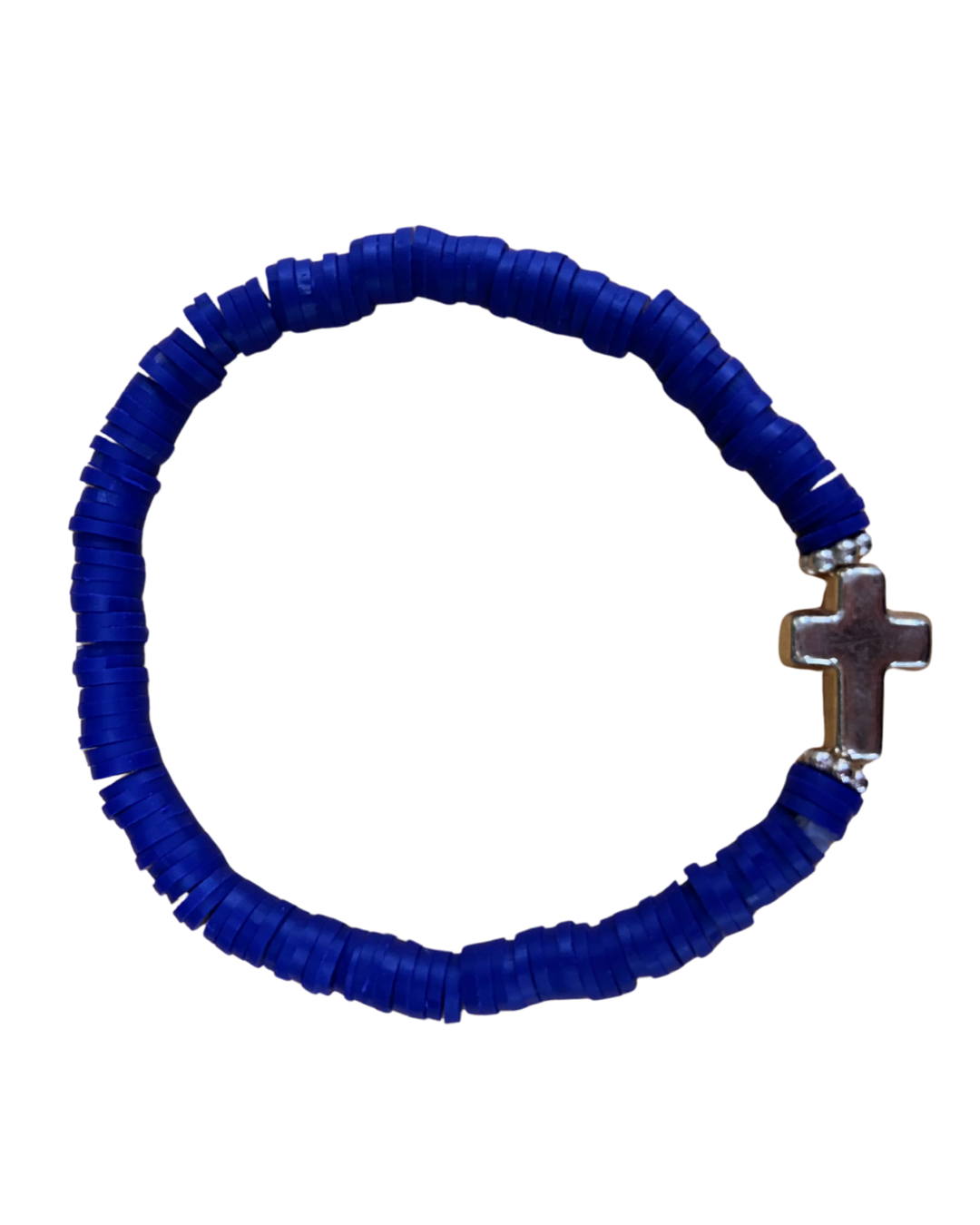 Cross heishi disc bracelet