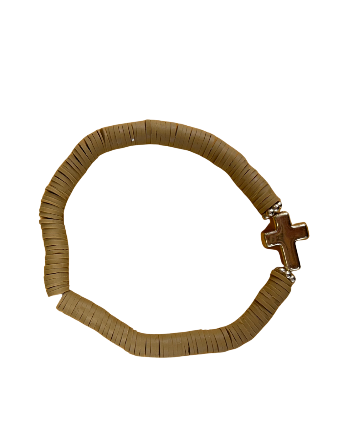 Cross heishi disc bracelet