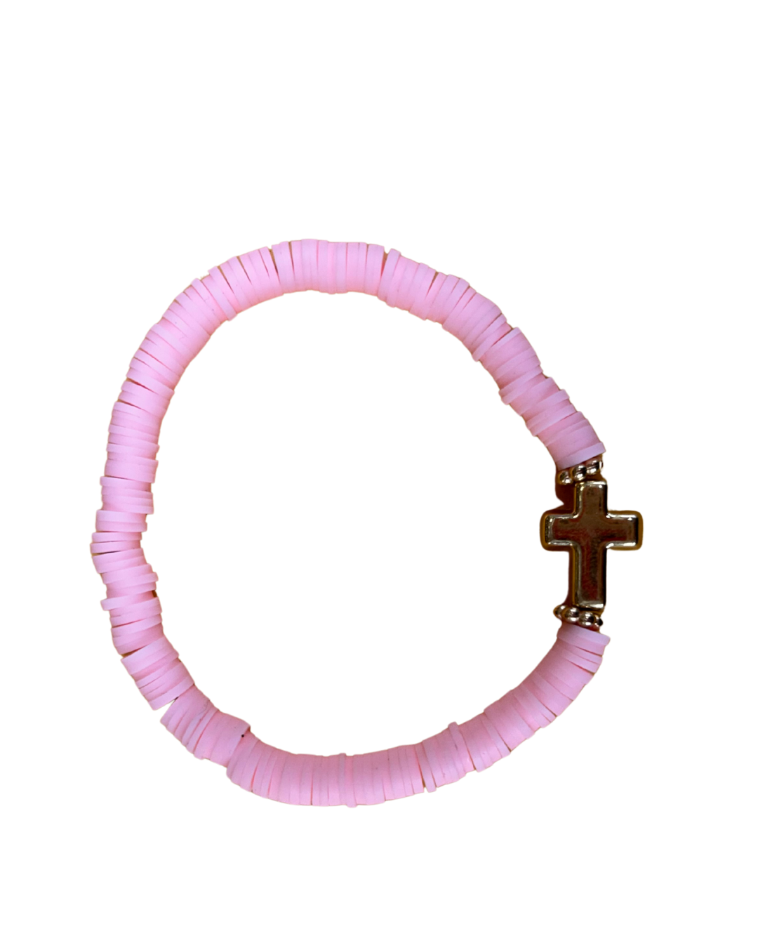 Cross heishi disc bracelet