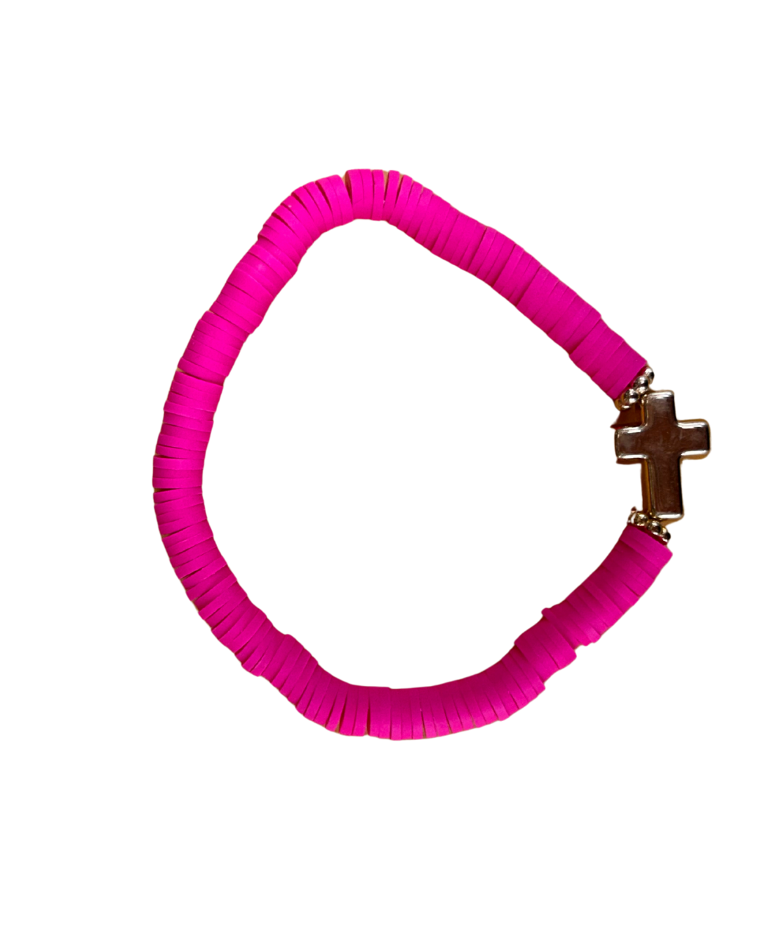Cross heishi disc bracelet