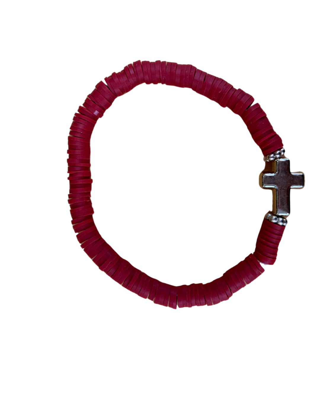 Cross heishi disc bracelet
