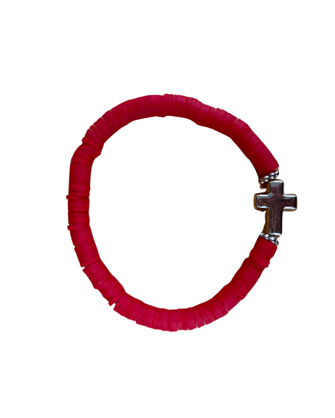 Cross heishi disc bracelet
