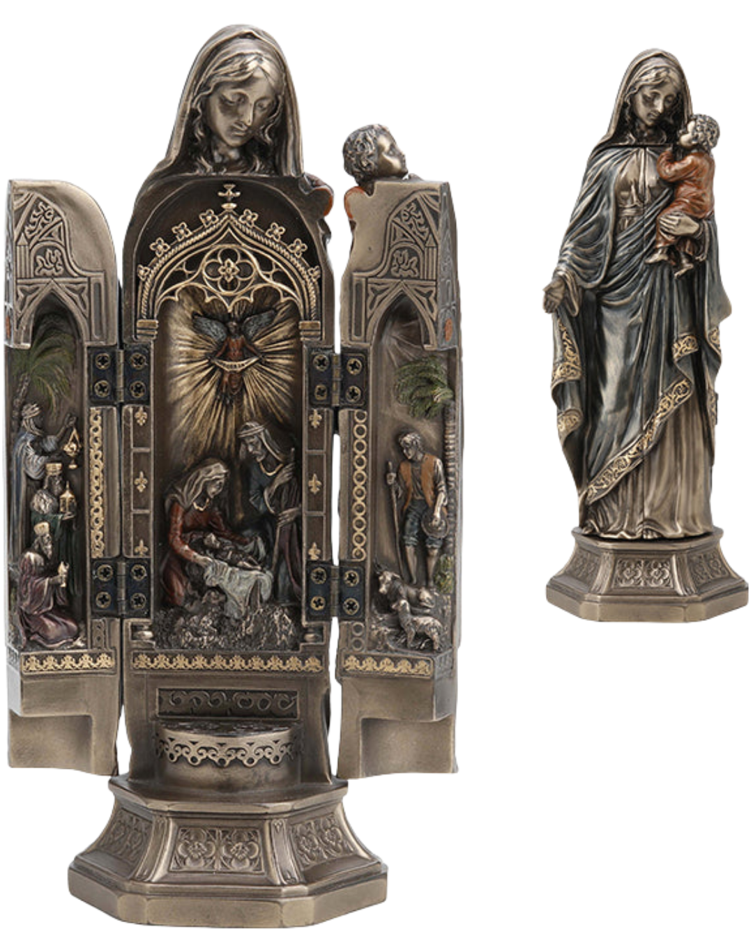 Madonna And Baby Jesus Triptych - The Nativity