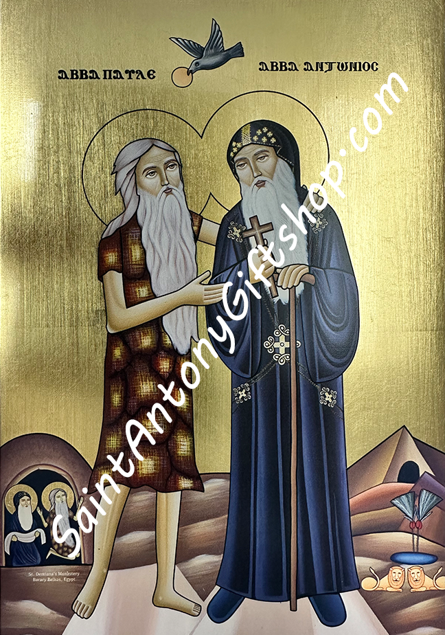 Coptic Icon of Saint Paul and Saint Antony