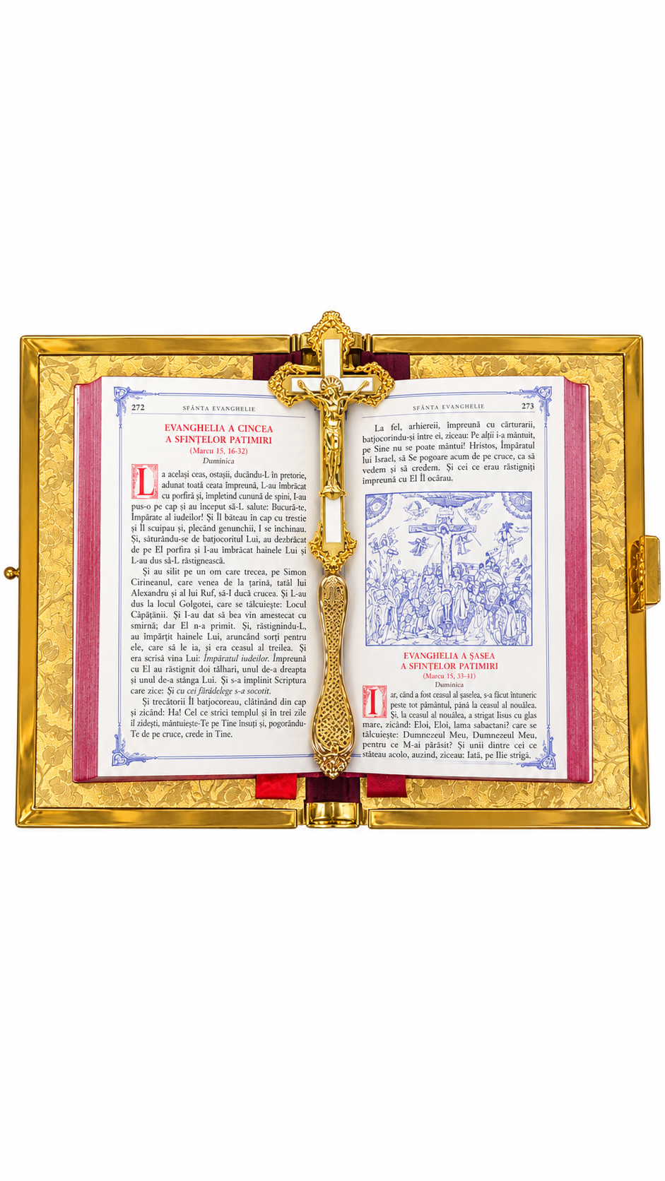 Greek Gospel Box Set open horizontally with book and cross