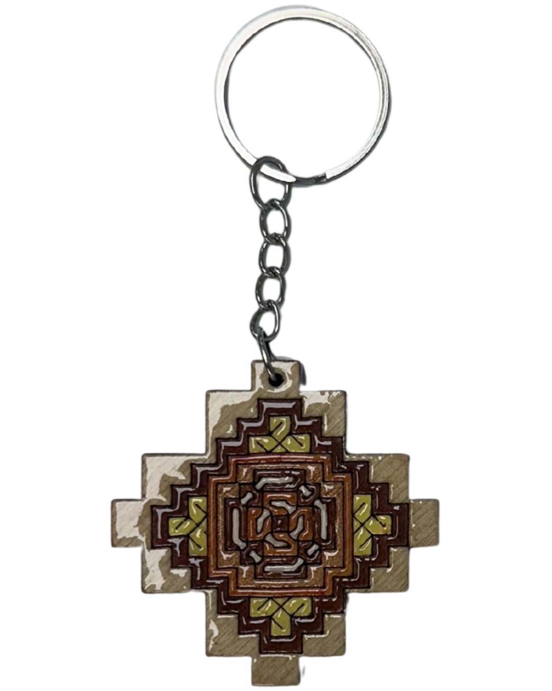 Handmade Wooden Cross Keychain Style 10