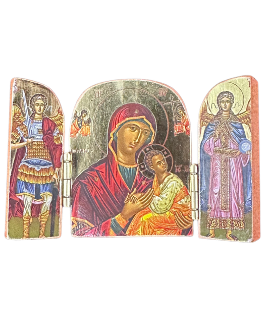 Greek Icon St. Mary Triptych style 1