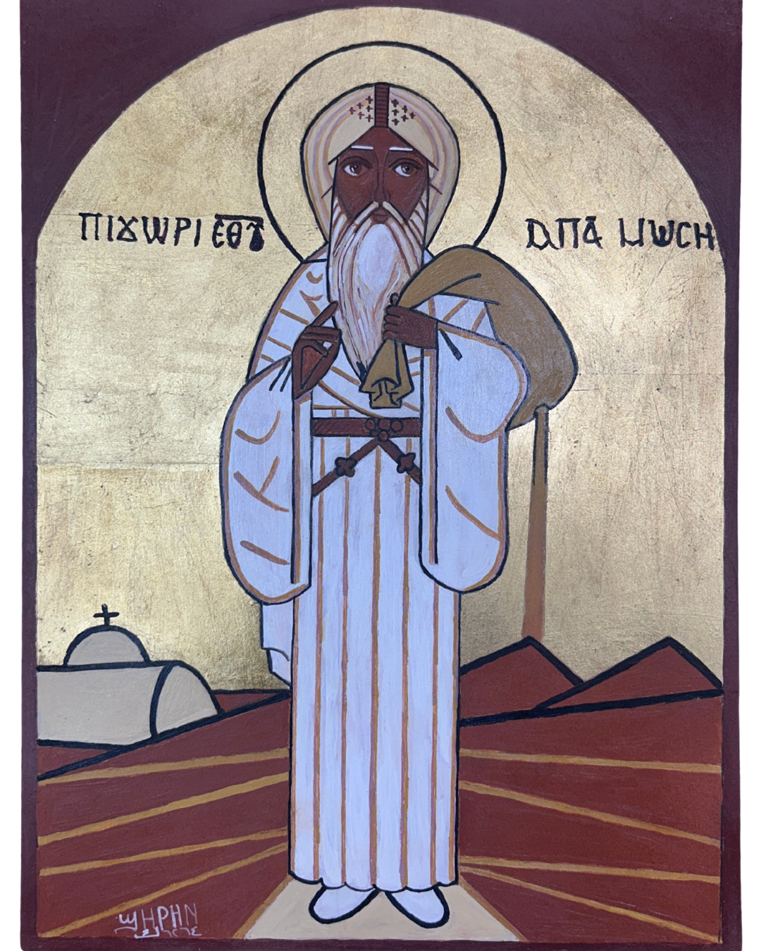 Coptic Icon handmade St. Moses the Strong