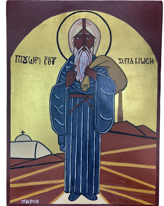 Coptic Icon handmade St. Moses the Strong