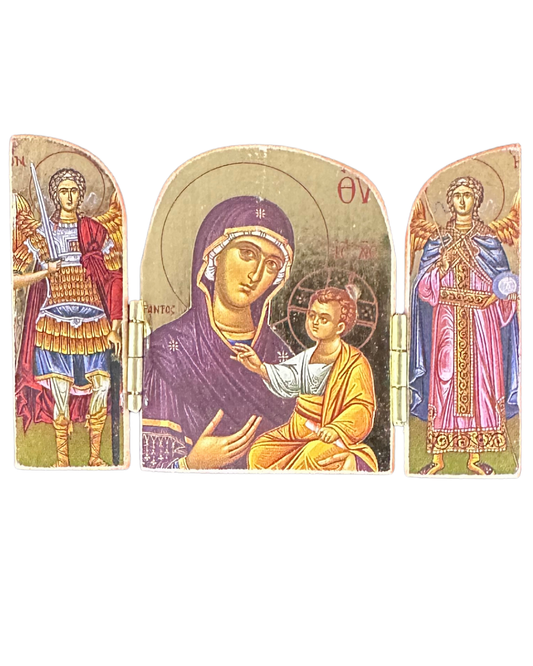 Greek Icon St. Mary Triptych style 5