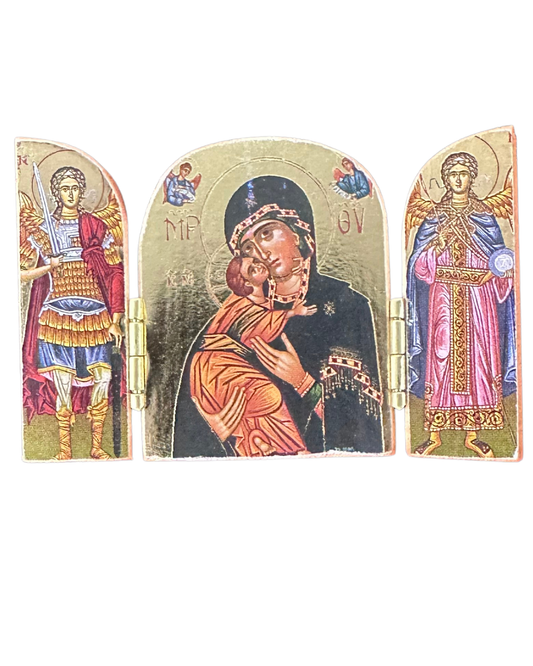 Greek Icon St. Mary Triptych style 6