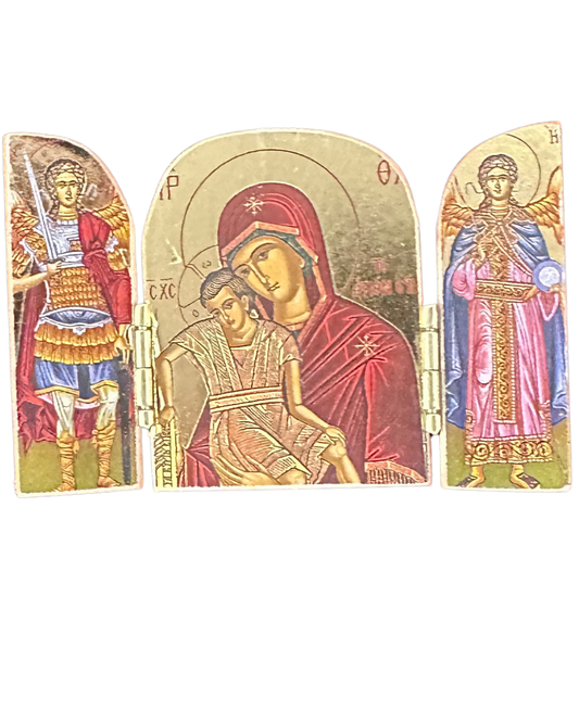 Greek Icon St. Mary Triptych style 7