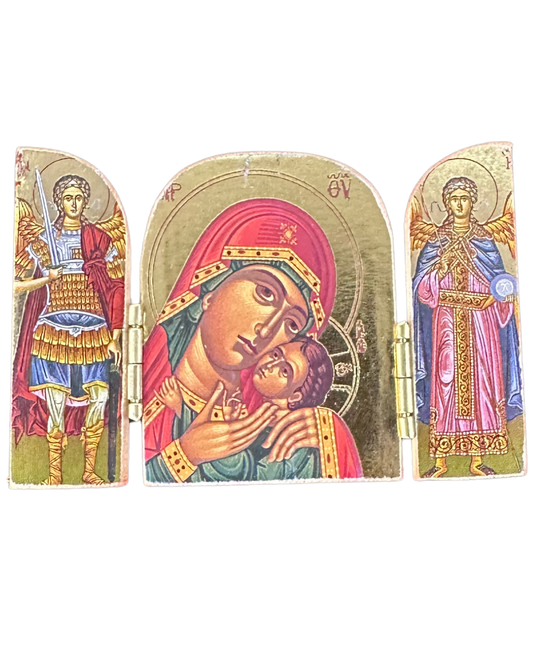 Greek Icon St. Mary Triptych style 8