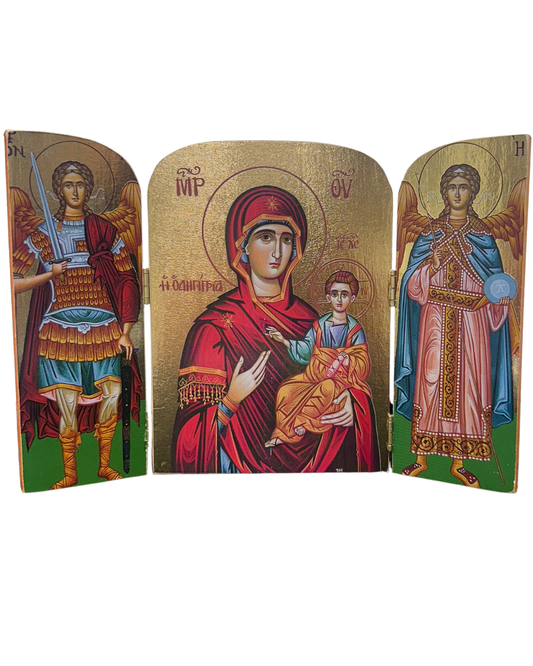 Greek Icon St. Mary Triptych style 1