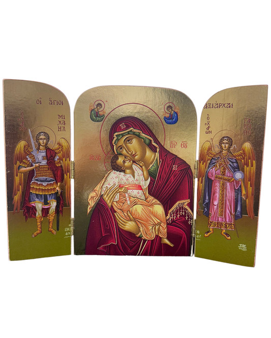 Greek Icon St. Mary Triptych style 3