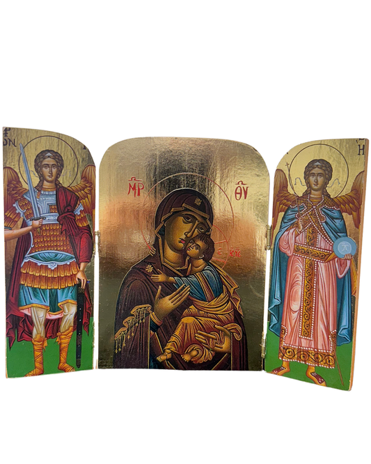 Greek Icon St. Mary Triptych style 4