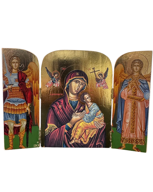 Greek Icon St. Mary Triptych style 5