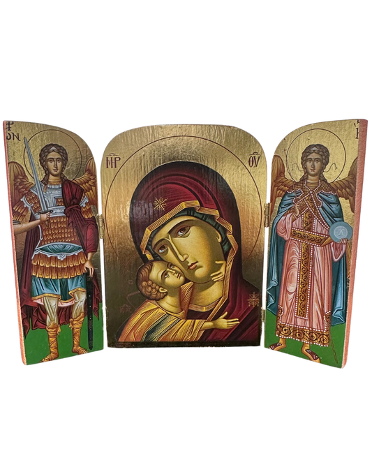 Greek Icon St. Mary Triptych style 6