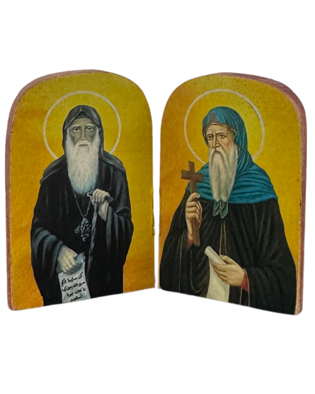Greek Icon St. Moses the strong & St. Antony diptych