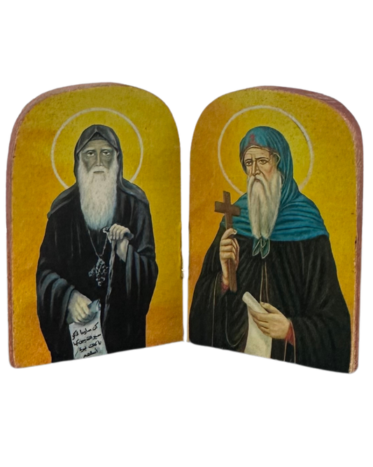 Greek Icon St. Moses the strong & St. Antony diptych