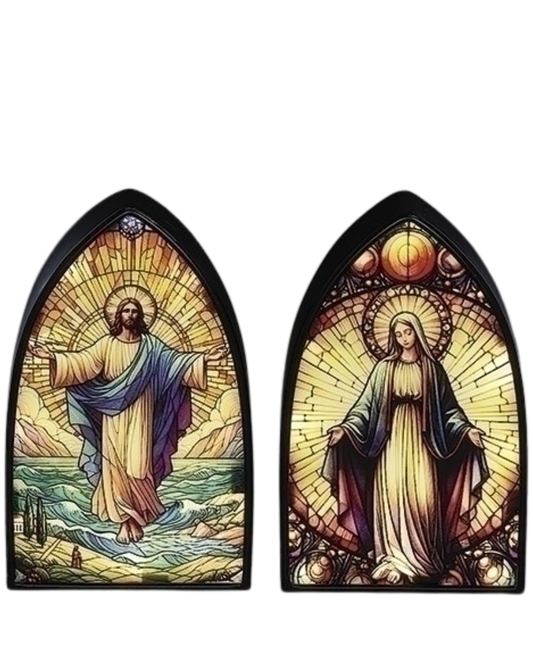 Jesus and Mary-Stained Glass Plaque