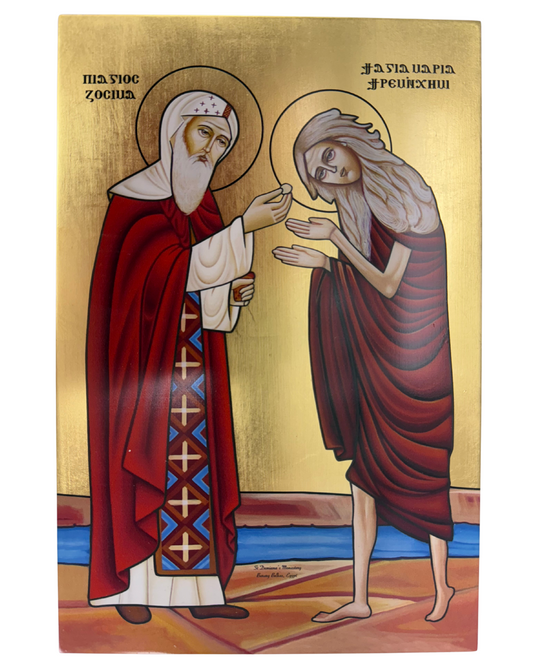 Coptic Icon of Saint Mary of Egypt and Saint zosima