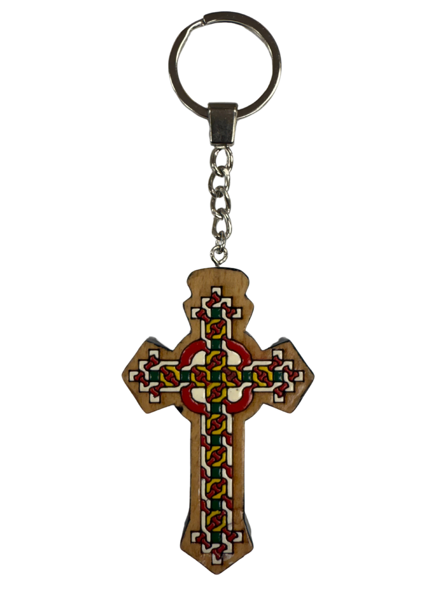 Handmade Wooden Coptic Cross Keychain