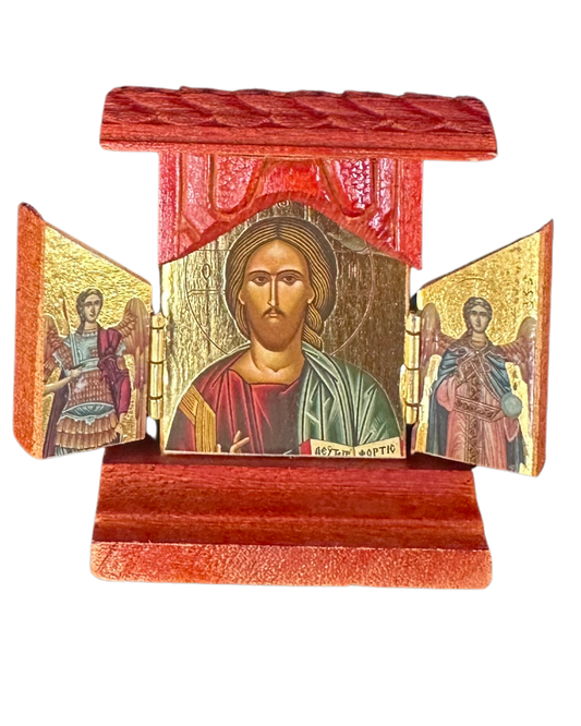 Greek Icon Christ Pantocrator Triptych Icon style 2