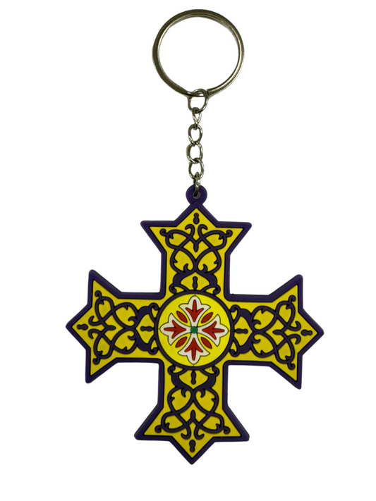 Rubber Coptic Cross Keychain