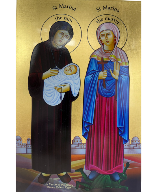 Coptic Icon of Saint Marina the Martyr and Saint Marina the Monk