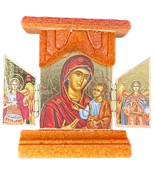 Greek Icon St. Mary Triptych style 3