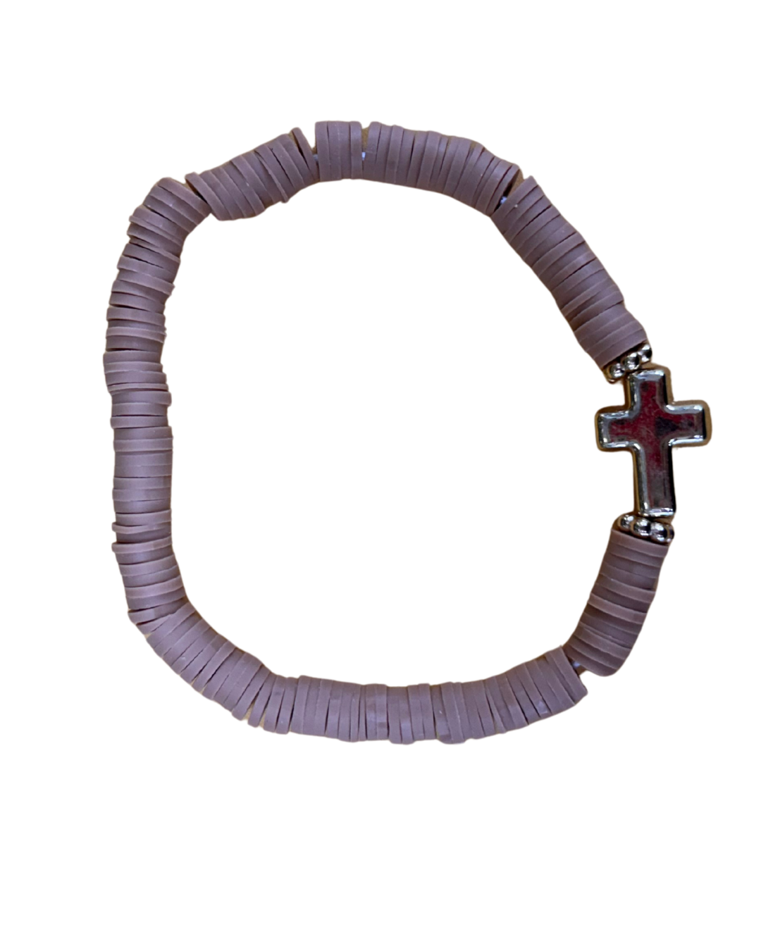 Cross heishi disc bracelet