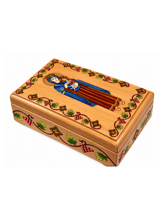 Saint Mary wooden incense box