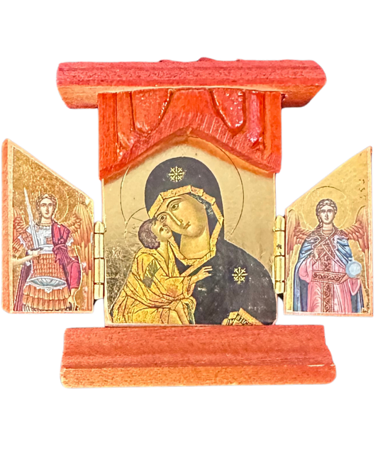 Greek Icon St. Mary Triptych style 4