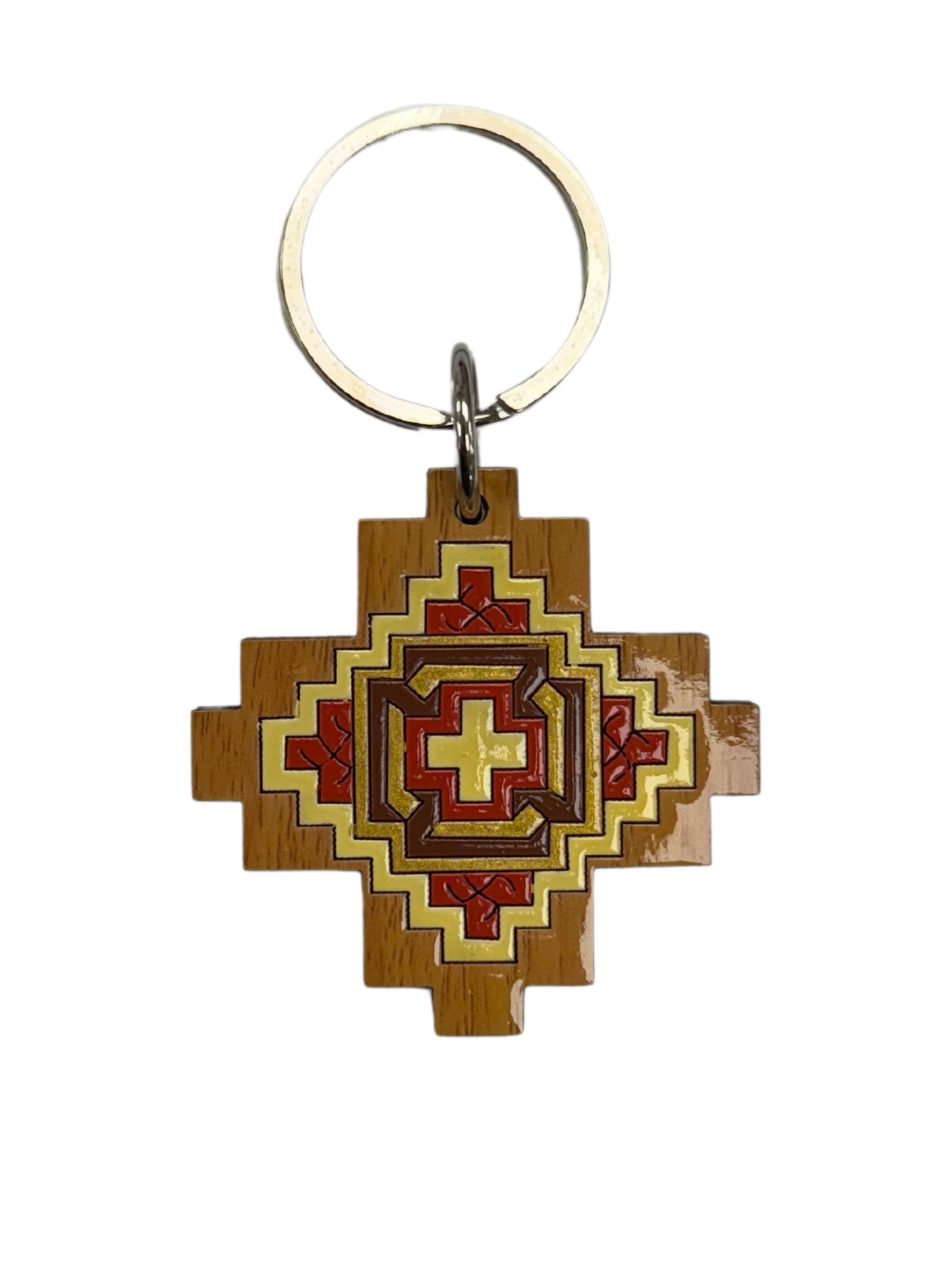 Handmade Wooden Cross Keychain Style 2