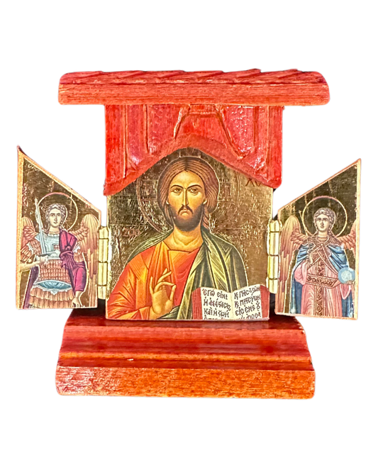 Greek Icon Christ Pantocrator Triptych Icon style 4