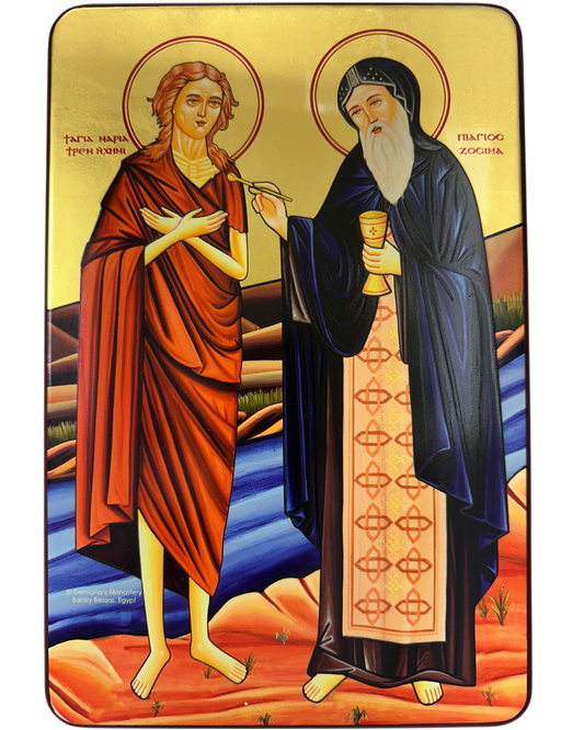 Coptic Icon of Saint Mary of Egypt and Saint zosima