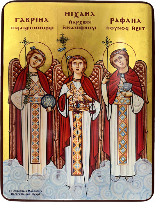 Coptic Icon of Michael, Raphael & Gabriel