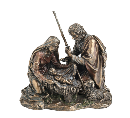 Nativity Baby Jesus, Mary And Joseph With Lamb