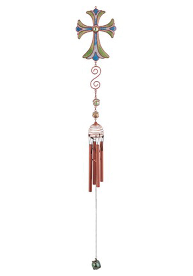 Green Cross Copper Gem Chime