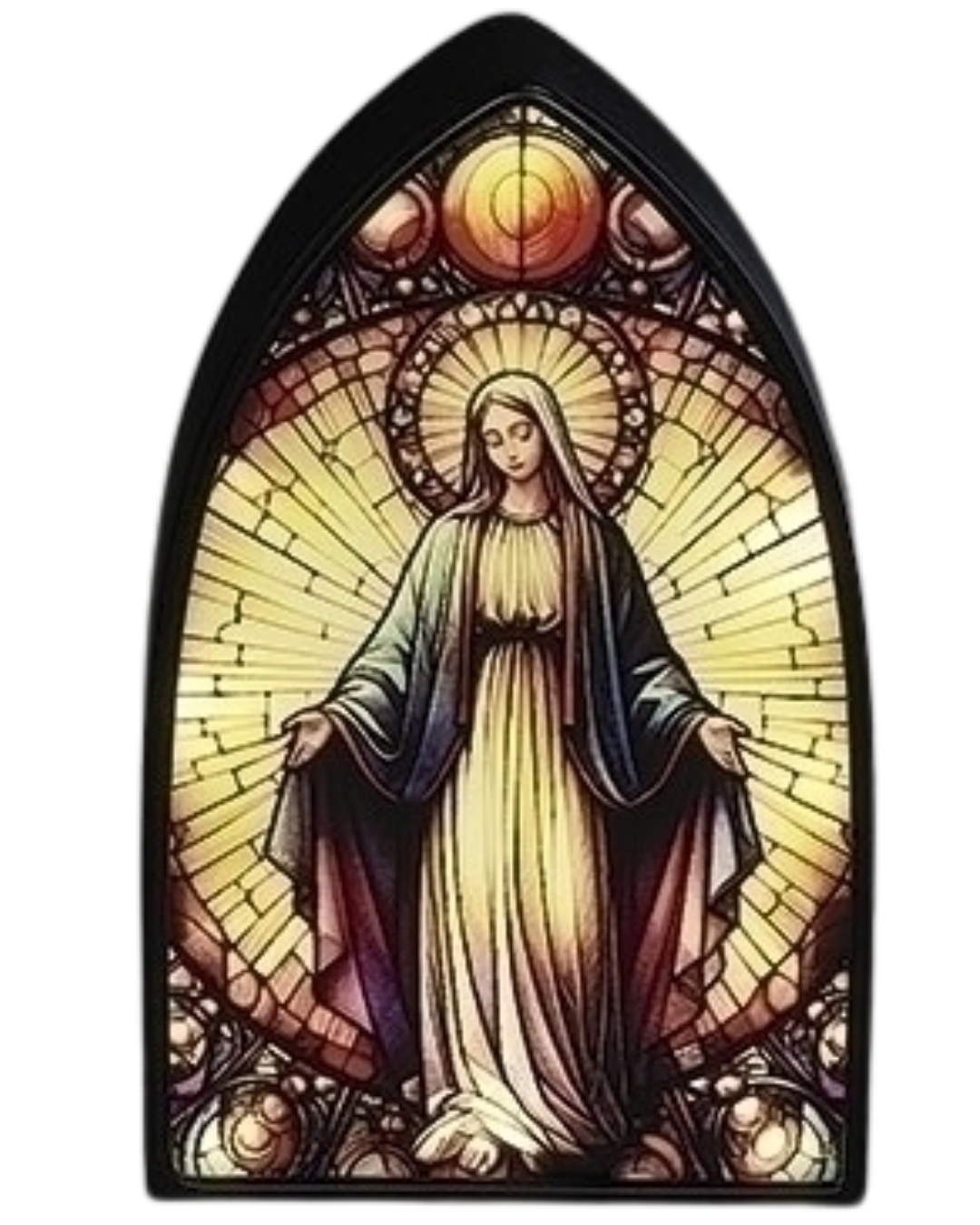 Jesus and Mary-Stained Glass Plaque
