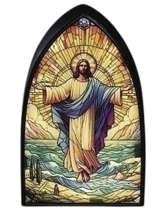 Jesus and Mary-Stained Glass Plaque