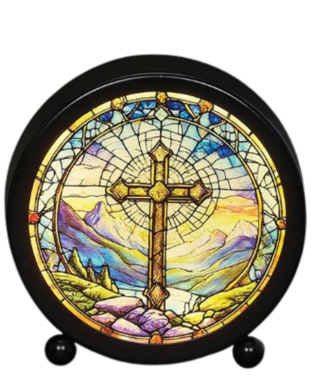 LED 2A Cross Stained Glass Plaque